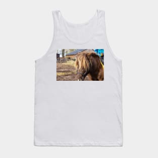 Portrait of brown pony with long mane Tank Top